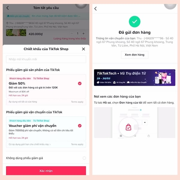cách mua hàng trên tiktok